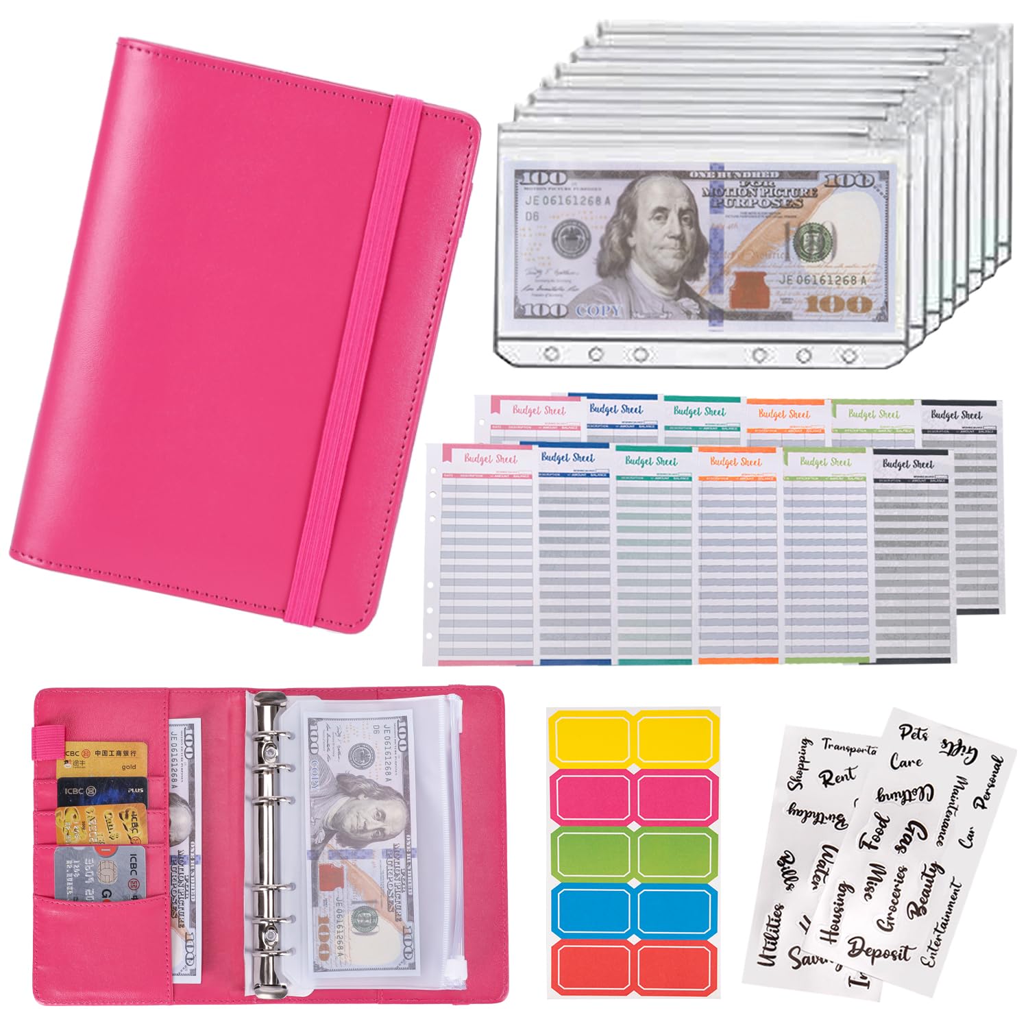 Buy now NICOOTHBudget Binder Cash Envelopes A6 Money Saving Binder with Zipper envelopes (Purple) at indiglob india