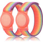 Kids Wristband Compatible with Apple AirTag, Protective Case for Air Tag GPS Tracker Holder with Nylon Bracelet, Adjustable Anti Lost Watch Band for Toddler Child Elder(Rainbow B)