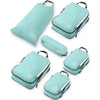 Compression Packing Cubes Set for Travel - Lightweight, Durable Clothes Organizer for Carry-On Luggage and Suitcases by TRIPPED Travel Gear - Dusty Teal/White