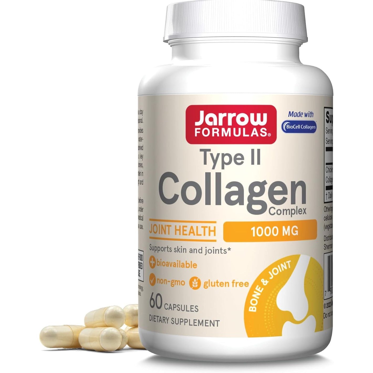 Jarrow Formulas® Type II Collagen Complex 1000 mg Supplements, Supports Skin and Joint Health, 60 Capsules, 30 Day Supply