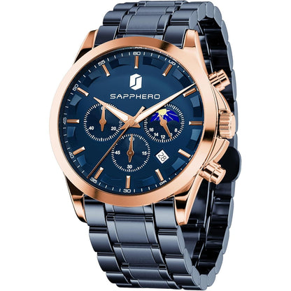 BY BENYAR Mens Watches Analog Quartz Chronograph Waterproof Wrist Watches for Men Fashion Business Work Casual Sport Designer Dress Watch with Calendar Elegant Gifts for Men