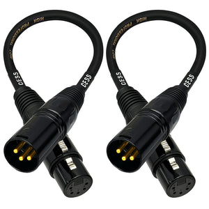 CESS-008 XLR 3-Pin Male to XLR 5-Pin Female Adapter Cable, Balanced XLR3M to XLR5F Signal Converter, 6-Inch Wire Length, 2-Pack