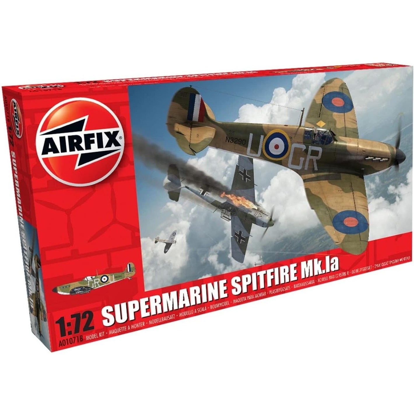 Airfix A01071B Supermarine Spitfire Mkia 1:72 Model Building Kit (36 Piece), Multicolor