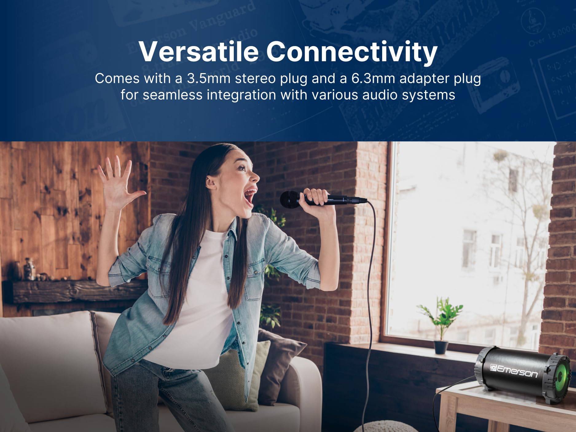 Buy now Emerson EAM-9001 Wireless Microphone System with Handheld Mic, UHF Frequency Stability, Noise-Reduction Technology, and 30-Foot Range – Ideal for Performances, Events, and Karaoke at indiglob india