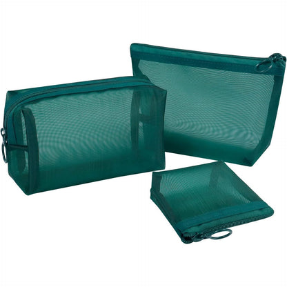 Aosbos 3-Pack Mesh Cosmetic Bag Set - Travel/On-The-Go Makeup Storage, Zipper Closure Small Pouch