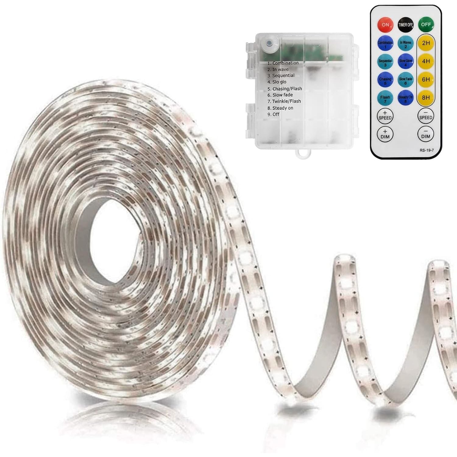 Buy now echosari Battery Powered Led Strip Lights with Remote Warm White, 8 Modes, Dimmable, Timer, Self-Adhesive, Cuttable, Waterproof, 9.8FT 90Led Strip Lights for TV Kitchen Cupboard Bedroom Decor 150 LED Cool White at indiglob india