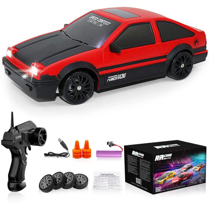 Remote Control Car RC Drift Car 2.4GHz 1:24 Scale 4WD High Speed RC Cars Vehicle with LED Lights Batteries and Drifting Tires Racing Sport Toy Cars for Adults Boys Girls Kids Gift