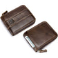 BULLCAPTAIN RFID Blocking Men’s Wallet,Genuine Leather Zip Around Vintage Multi Card Holder Zipper Wallet for Men Bifold Purse With ID Window(Brown)