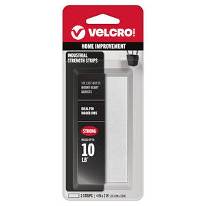 VELCRO Brand Industrial Fasteners Stick-On Adhesive | Professional Grade Heavy Duty Strength Holds up to 10 lbs on Smooth Surfaces | Indoor Outdoor Use, 4in x 2in (2pk), Strips, 2 Sets, 90200