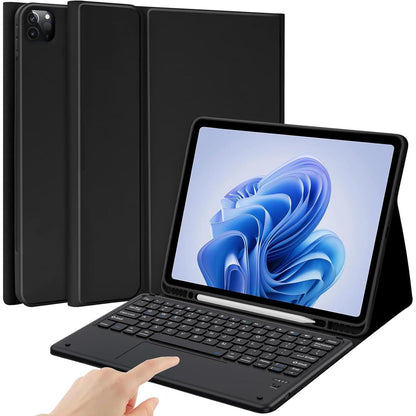 BQSS Keyboard Case for iPad Air 13 inch (M3 2025/M2 2024) & iPad Pro 12.9 inch 6th/5th/4th/3rd Gen Keyboards Cover Detachable Non-Backlit Wireless Keyboards Cases with Pencil Holder Black