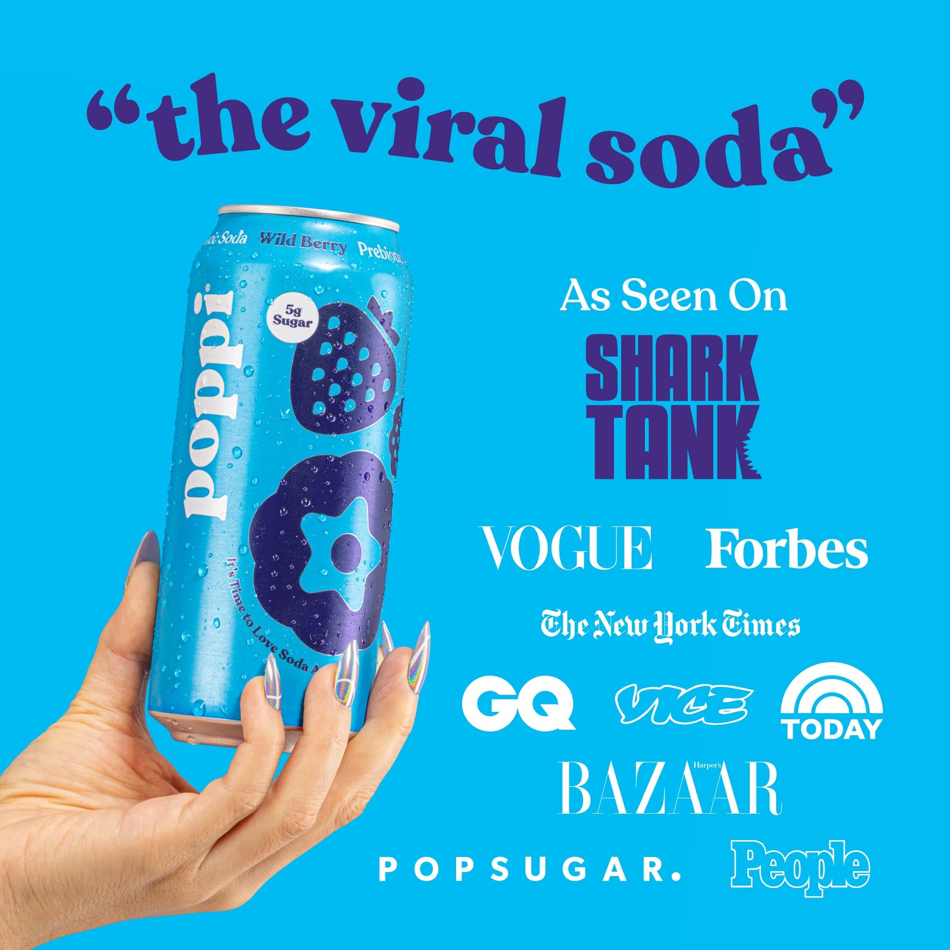 Buy now Poppi Prebiotic Soda Beverage with Apple Cider Vinegar, Seltzer Water and Fruit Juice, Wild Berry Flavor, 16 Fl Oz, Pack of 12, Packaging May Vary at indiglob india