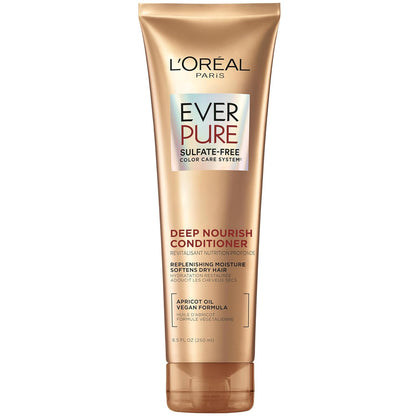 L'Oreal Paris Hair Conditioner for Dry Hair, Triple Action Hydration, Apricot Oil Infused, EverPure, 8.5 Fl Oz (Packaging May Vary)