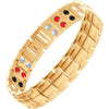 Feraco Mens Magnetic Bracelet Titanium Steel Magnetic Bracelet with Double Row 4 Elements Magnets (Silver) - Gold
