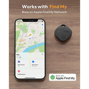 ATUVOS Air Tracker Tags-2 Pack, Bluetooth Luggage Tracker Works with Apple Find My APP (iOS Only, Not for Android), Keys Finder and Item Locator for Luggage, Backpack, Suitcases, Replaceable Battery