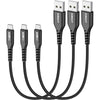 SUNGUY Micro USB Cable 1FT[3Pack], 18W Short USB to Micro USB Cable Fast Charging USB 2.0 Data Sync Nylon Braided for Samsung Galaxy S7 Edge S6, Android Phone, PS4 - Black