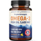 Buy now Triple Strength Omega 3 Fish Oil 3600 mg | EPA & DHA | Over 2100mg Omega-3 Fatty Acids | 1300mg EPA + 860mg DHA | Best Essential Fatty Acids | Premium Wild Caught & Burpless Fish Oil | 180 Ct at indiglob india