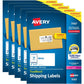 Avery Printable Shipping Labels with Sure Feed, 2" x 4" Customizable Stickers, White, 250 Blank Mailing Labels, Great for Mailing, Shipping, and More (5263)