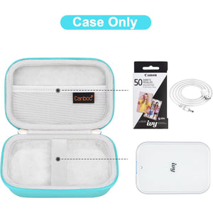 Canboc Hard Case for Canon Ivy 2 1 CLIQ+ CLIQ 2 CLIQ+2 Mini Photo Printer Mobile Wireless Bluetooth Instant Camera Printer, Mesh Bag fit Photo Paper Cable, Mint Green