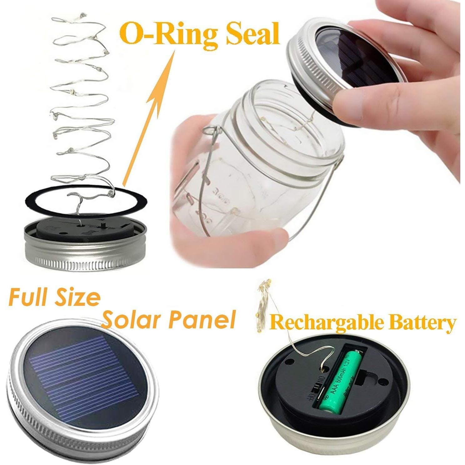 Buy now Mason Jar Solar Lantern Lights, 8 Pack 30 LED Bulbs Fairy Star Firefly Solar Lids Jar Lights,8 Hangers Included(No Jars),for Patio Garden Mason Jar Lanterns Table Wedding Decorations Lights at indiglob india
