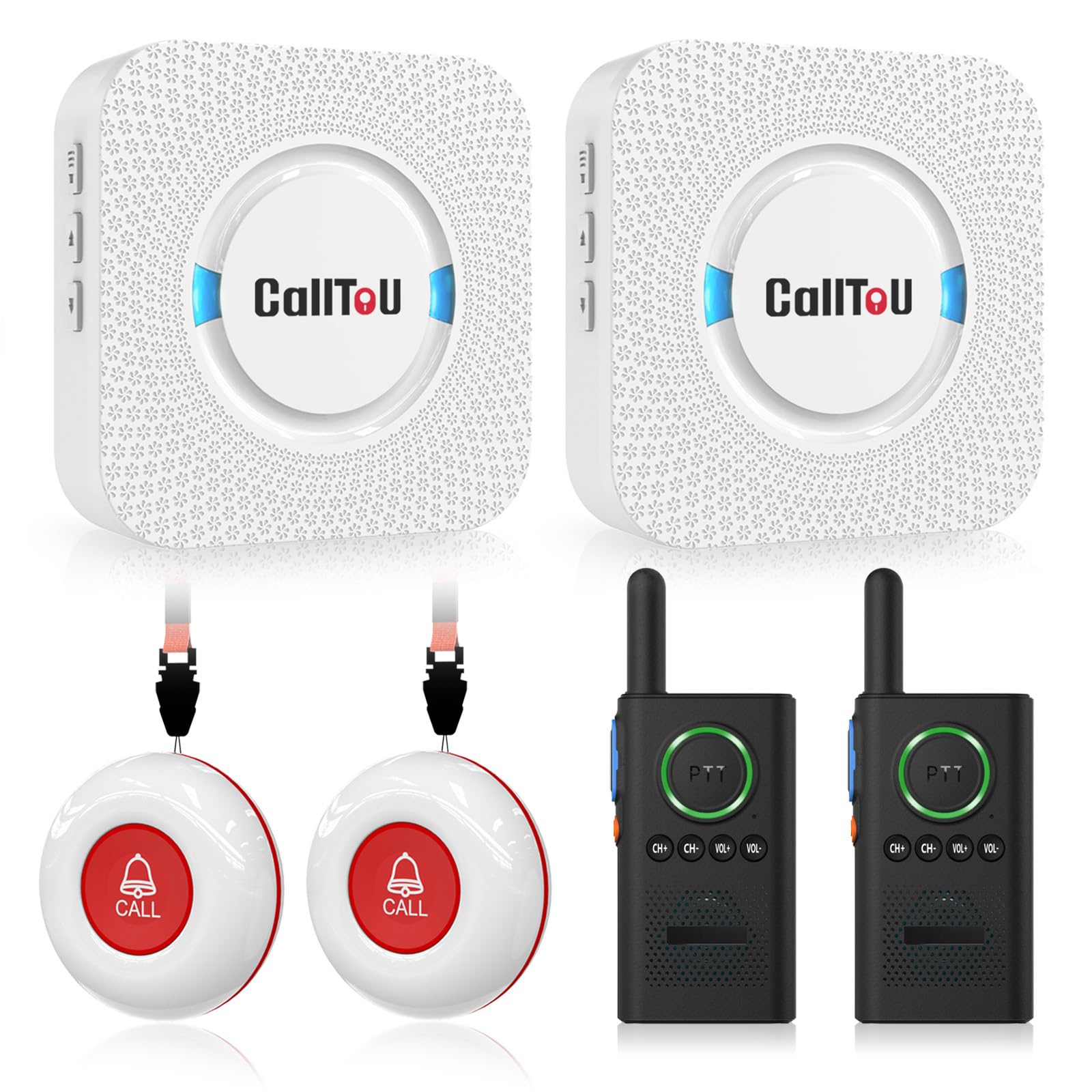 Buy now CallToU Wireless Caregiver Pager Smart Call System 2 SOS Call Buttons/Transmitters 2 Receivers Nurse Calling Alert Patient Help System for Home/Personal Attention Pager 500+Feet Plugin Receiver at indiglob india