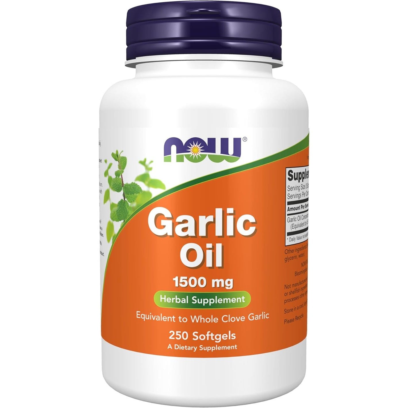 NOW Foods Supplements, Garlic Oil 1500 mg, Serving Size Equivalent to Whole Clove Garlic, 250 Softgels
