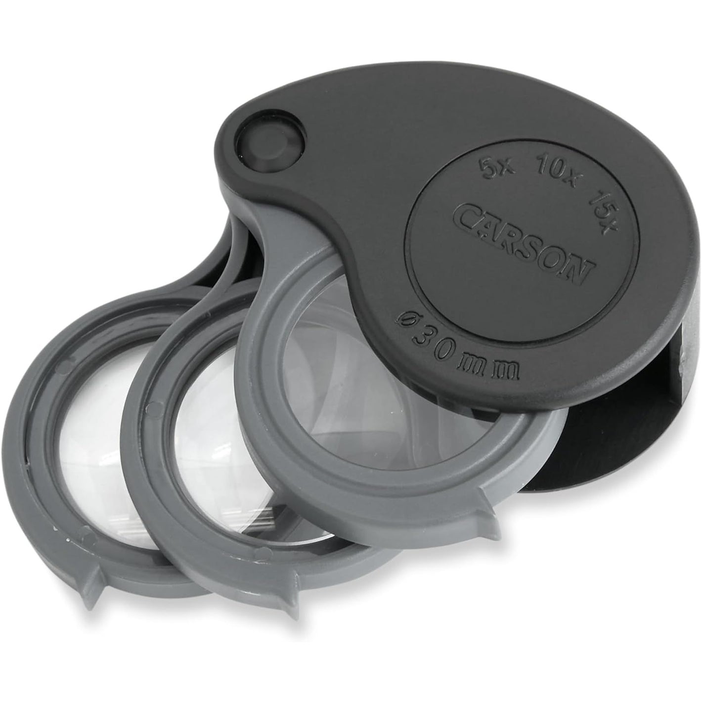 Buy now Carson TriView 5x/10x/15x Folding Loupe Magnifier with Built-in Case, 3-in-1 Portable Loupe Magnifying Glass - Adjustable Magnification, Great for Jewelry (TV-15) at indiglob india
