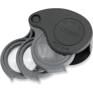 Carson TriView 5x/10x/15x Folding Loupe Magnifier with Built-in Case, 3-in-1 Portable Loupe Magnifying Glass - Adjustable Magnification, Great for Jewelry (TV-15)