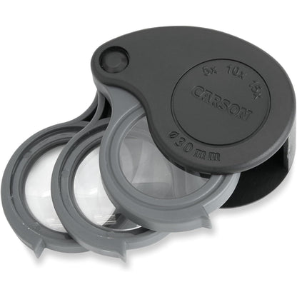 Carson TriView 5x/10x/15x Folding Loupe Magnifier with Built-in Case, 3-in-1 Portable Loupe Magnifying Glass - Adjustable Magnification, Great for Jewelry (TV-15)