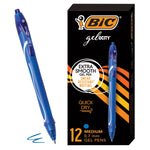 Buy now BIC Gelocity Quick Dry Blue Gel Pens, Medium Point (0.7mm), 12-Count Pack, Retractable Gel Pens With Comfortable Full Grip 12 Count (Pack of 18) Blue at indiglob india