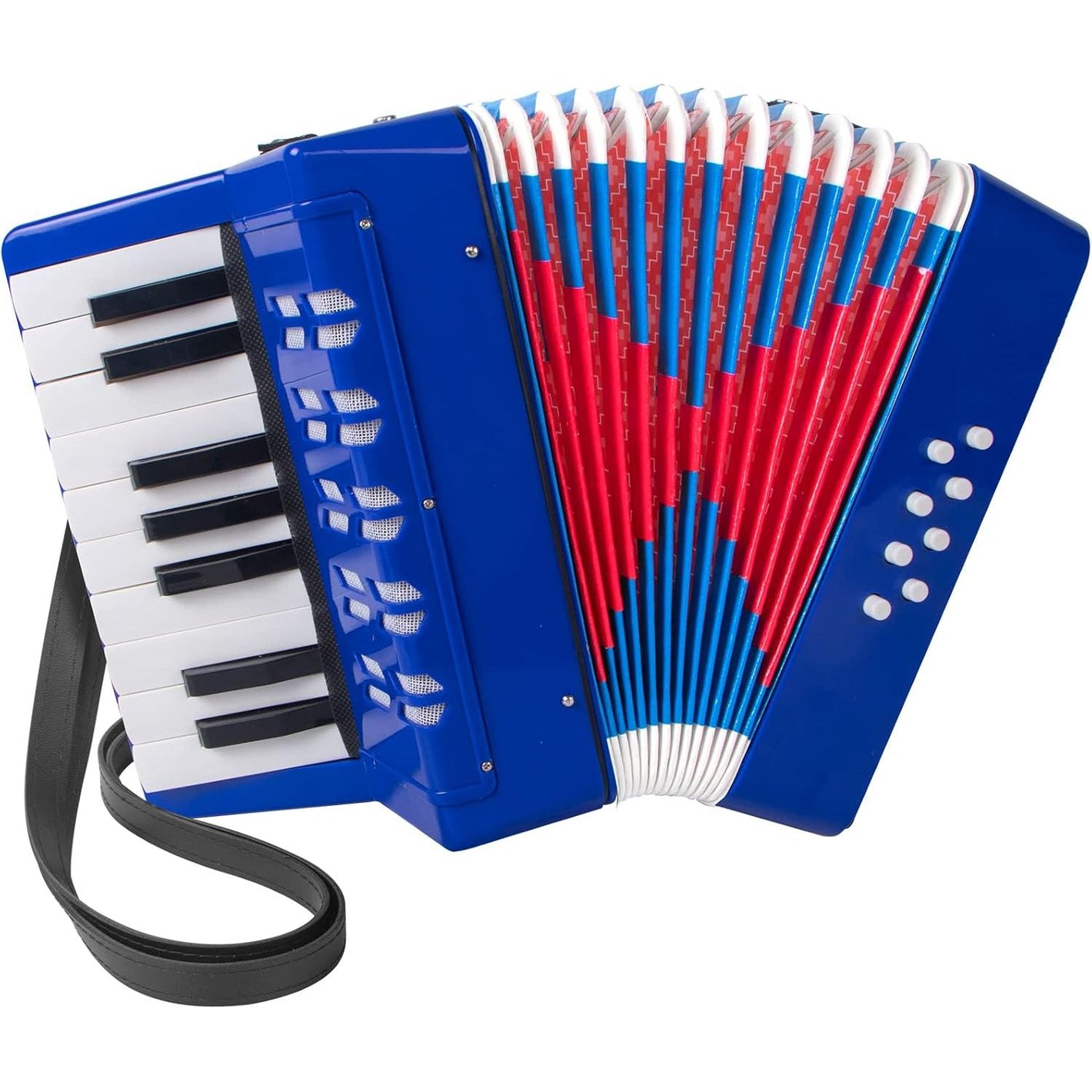 Accordion, 17 Keys Piano Accordion 8 Bass with Straps for Beginners Kids Student Educational Musical Instrument (Blue)