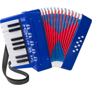 Accordion, 17 Keys Piano Accordion 8 Bass with Straps for Beginners Kids Student Educational Musical Instrument (Blue)