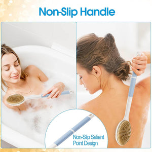 Back Scrubber Anti Slip Long Handle for Shower, Dual-Sided Back Brush with Stiff and Soft Bristles,Body Exfoliator for Bath or Dry Brush. - My Store