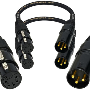 CESS-008 XLR 3-Pin Male to XLR 5-Pin Female Adapter Cable, Balanced XLR3M to XLR5F Signal Converter, 6-Inch Wire Length, 2-Pack