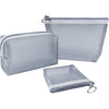 Aosbos 3-Pack Mesh Cosmetic Bag Set - Travel/On-The-Go Makeup Storage, Zipper Closure Small Pouch - Grey