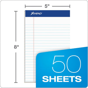 Ampad 5 x 8 Legal Pads, 12 Pack, Narrow Ruled, White Paper, 50 Sheets Per Writing Pad, American Pad & Paper, Made in USA (20-364)