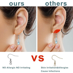 100 PCS/50 Pairs 925 Sterling Silver Earring Hooks Fish Hook Ear Wires French Wire Hooks Hypo-allergenic Jewelry Findings Earring Parts DIY Making with 100 PCS Clear Rubber Earring Safety Backs