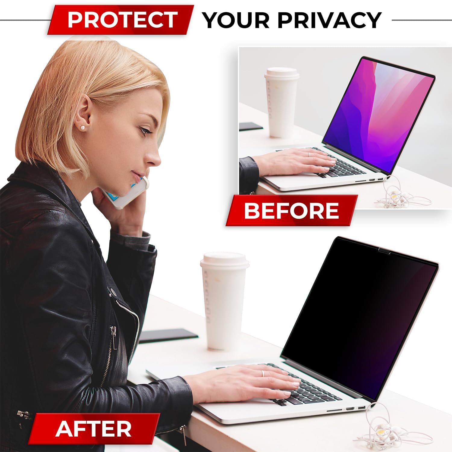Buy now Magnetic Privacy Screen for MacBook Pro 16 Inch (2019, 2020) Removable Laptop Privacy Filter Shield and Protector at indiglob india