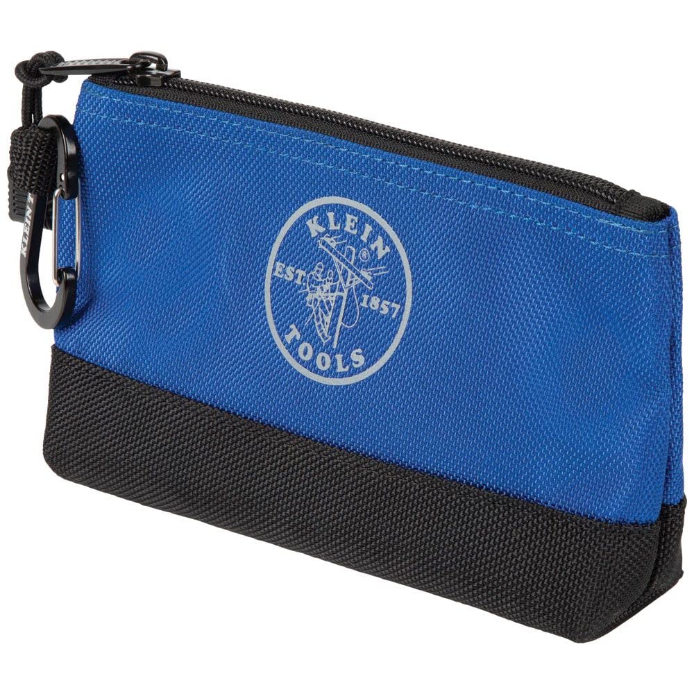 Buy now Klein Tools 55559 Stand-Up Zipper Bag Tool Pouch with Carabiners, 7-Inch Blue and 14-Inch Gray Utility Bags with Reinforced Bottom, 2-Pack at indiglob india