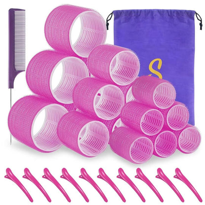 Self grip hair roller set,Hair roller set 18 pcs,Hair rollers with hair roller clips and comb,Salon hairdressing curlers,DIY Hair Styles, Sungenol 3 Sizes Hair Rollers in 1 set…