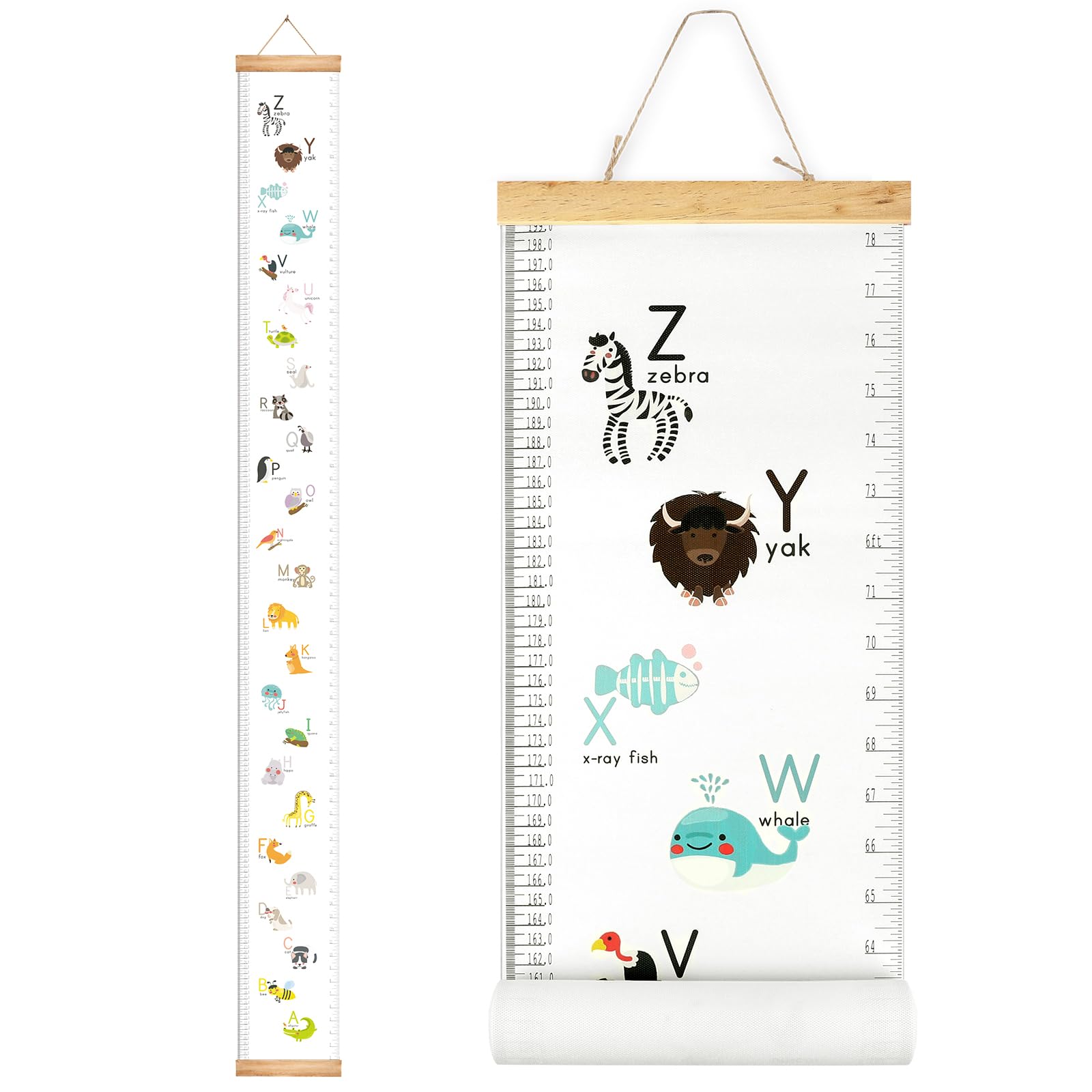 Buy now Mibote Baby Growth Height Chart Handing Ruler Wall Decor for Kids, Canvas Removable Height Growth Chart 79" x 7.9" (Black & White) at indiglob india