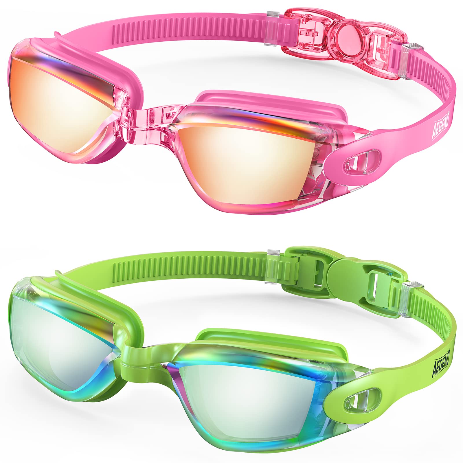 Buy now Aegend Swim Goggles, 2 Pack Swimming Goggles No Leaking Adult Men Women Youth Pink & Green at indiglob india