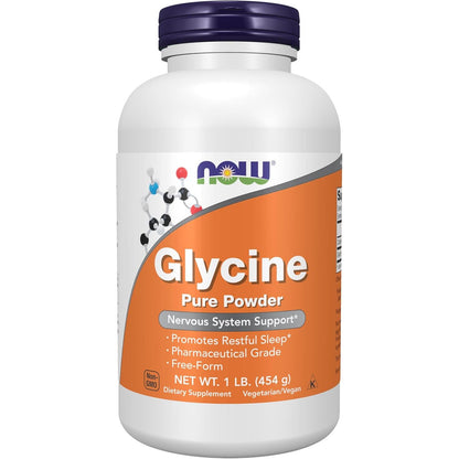NOW Foods Supplements, Glycine Pure Powder, Promotes Restful Sleep*, Neurotransmitter Support*, 1-Pound