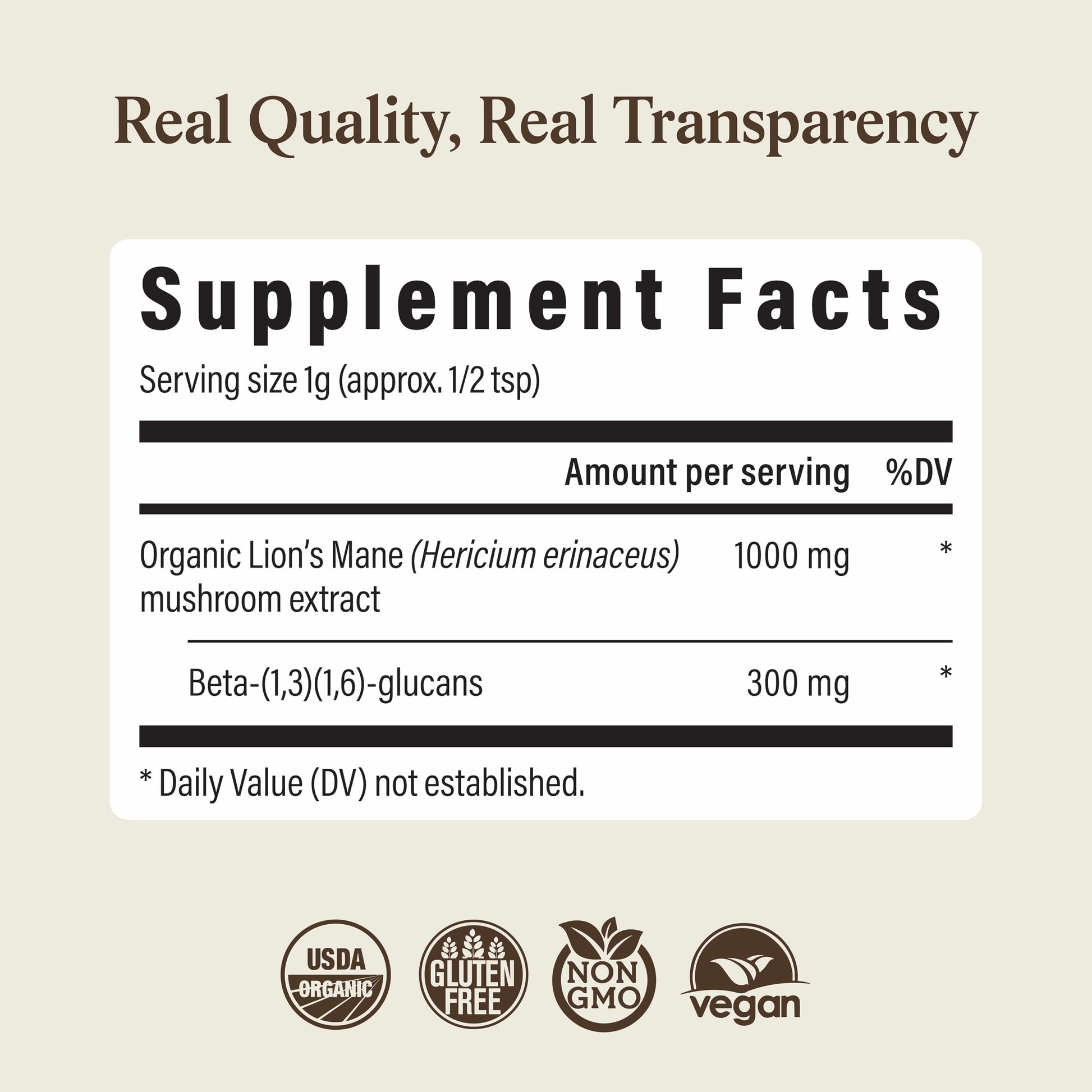 Buy now Real Mushrooms Lions Mane Mushroom Supplement - Organic Lions Mane Extract Powder for Overall Wellness with Adaptogens – Functional Vegan, Non-GMO Blend with 60 Servings at indiglob india