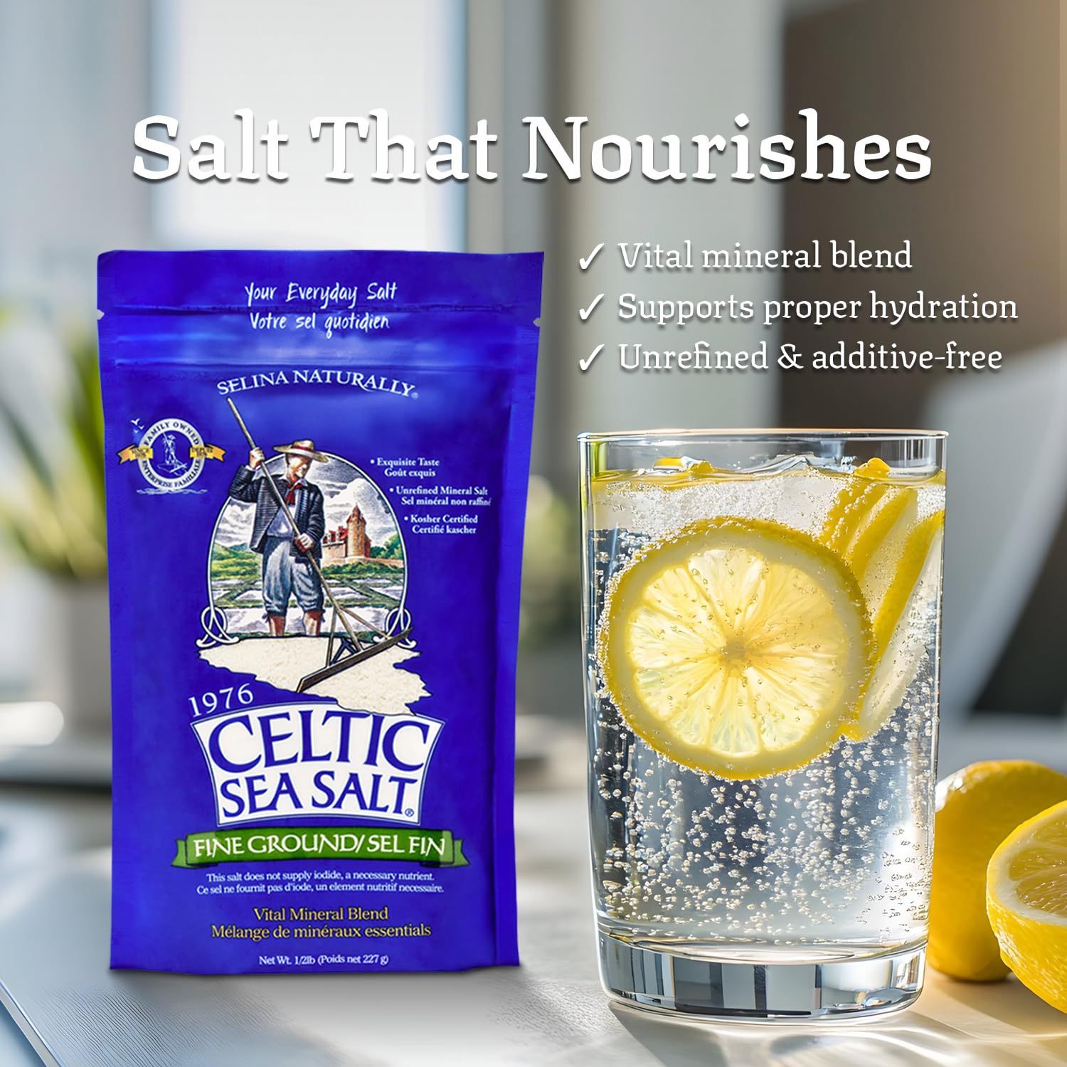 Buy now Celtic Sea Salt, Fine Ground Mineral Sea Salt, 1 lb Resealable Bag, Unrefined Hydration, Vital Minerals, Family Founded Since 1976 at indiglob india