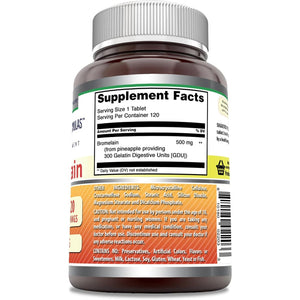 Amazing Formulas Bromelain 500 Mg (300 GDU) | Tablets Supplement | Non-GMO | Gluten-Free | Made in USA (1 Pack | 120 Count)