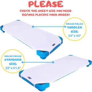 Northwest Rollee Pollee White Microfiber Cot Sheets - Super Soft & Durable with Elastic Loops - Ideal for Preschool & Daycare Naptime Bedding - Toddler Size 23" x 42" 6-Pack