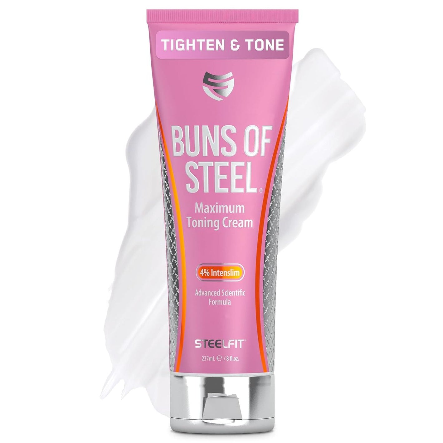 SteelFit Maximum Toning Cellulite Cream, Buns of Steel - Skin Firming & Tightening Body Lotion with Caffeine for Stretch Marks - Anti-Cellulite Remover Treatment for Booty, Thighs, Legs & Glutes