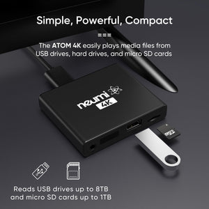 Buy now NEUMI Atom 4K Ultra-HD Digital Media Player for USB Drives and SD Cards - Plays 4K/UHD 60fps Videos, HEVC/H.265, HDMI and Analog AV, Automatic Playback and Looping Capability at indiglob india