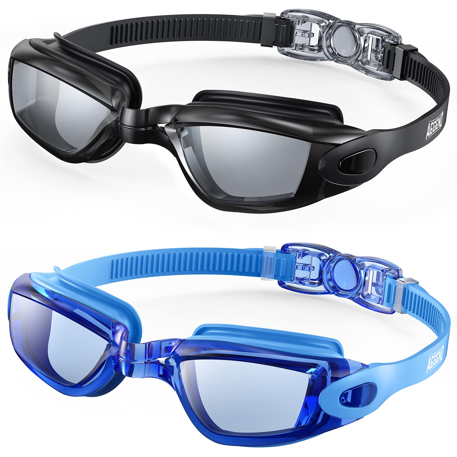 Buy now Aegend Swim Goggles, 2 Pack Swimming Goggles No Leaking Adult Men Women Youth Black & Light Blue at indiglob india
