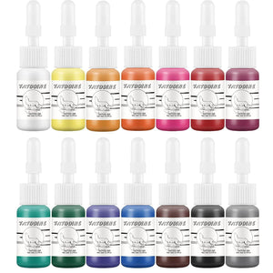 14 pcs Tattoo Ink Set 5ml Tattoo Professional Supply Black Color Set Tattoo Ink Red White Tattoo Ink Tattoo Pigment Set for Body Art Long Lasting - My Store